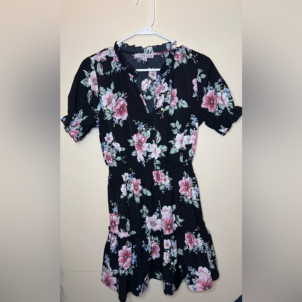 Inspired Hearts Black Floral Mini Dress